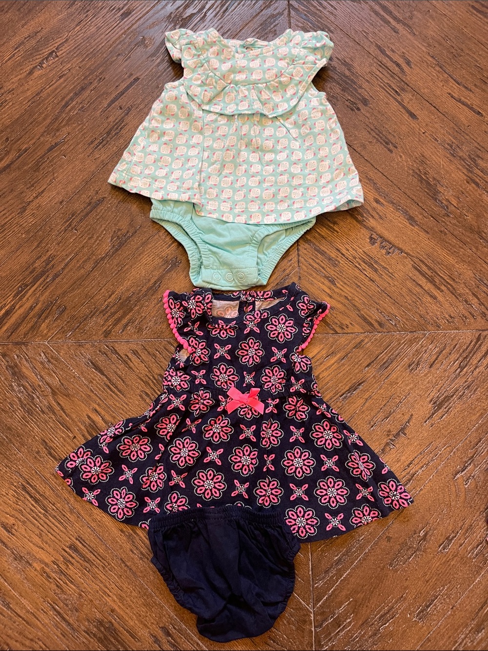 Just One You Dress Sets — Mint Printed Dress & Navy Pink Floral Dress